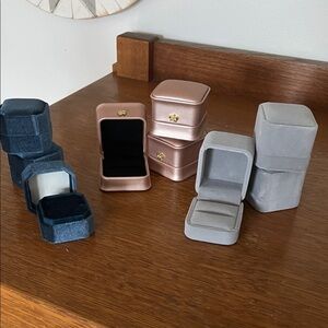 Elegant Jewelry Box Set in Blue, Rose Gold, and Gray